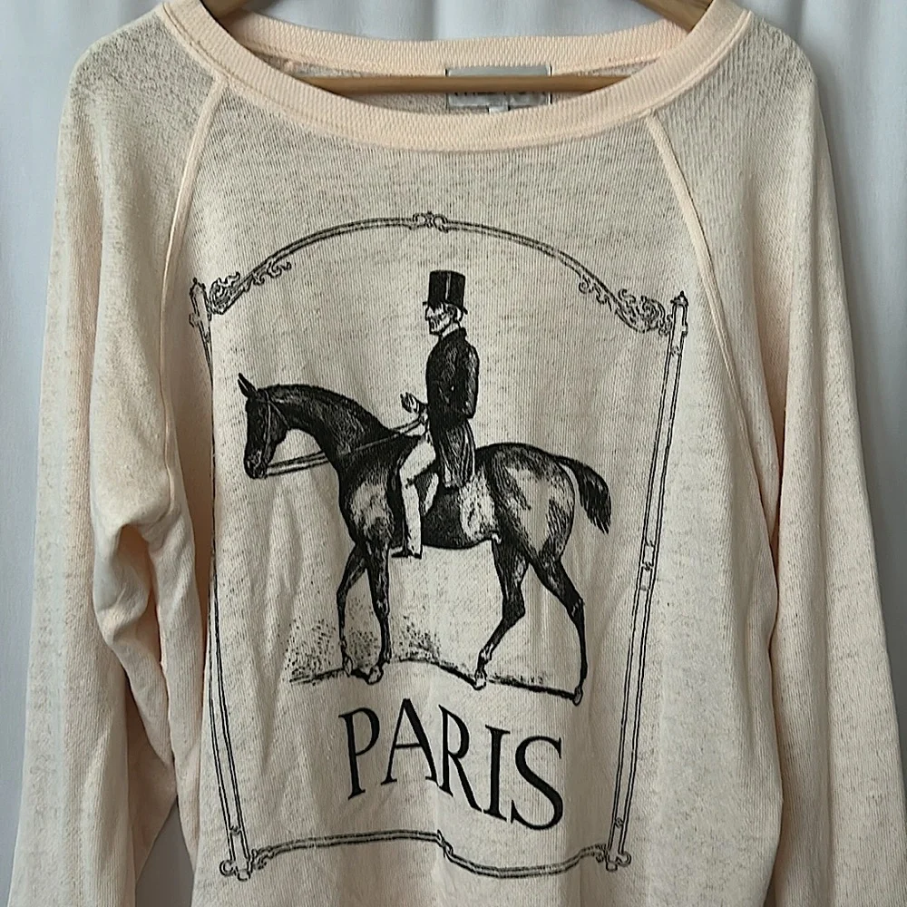 Wildfox Peach Paris Long Sleeve Sweater Shirt Top **Size L** 🌸🌸 - Picture 3 of 5